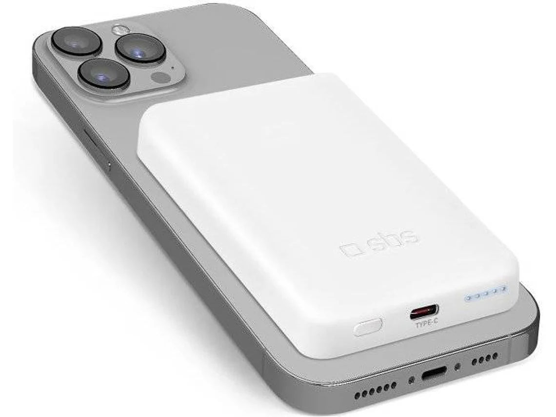 Powerbank SBS TEBB5000MAG1CW (5000 mAh - USB-C - Branco)