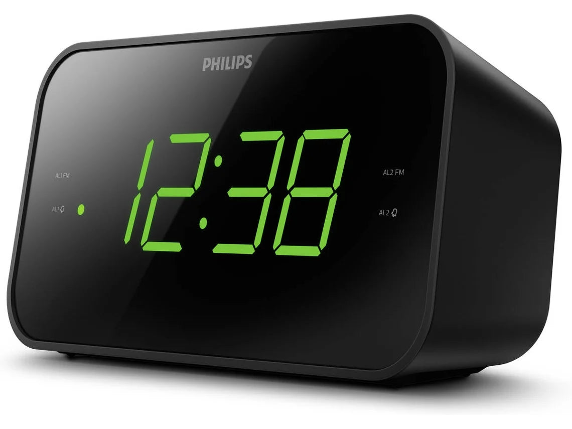 Rádio Despertador PHILIPS TAR3306 (Preto - Digital - Alarme Duplo - Função Snooze - Bateria e Pilhas)