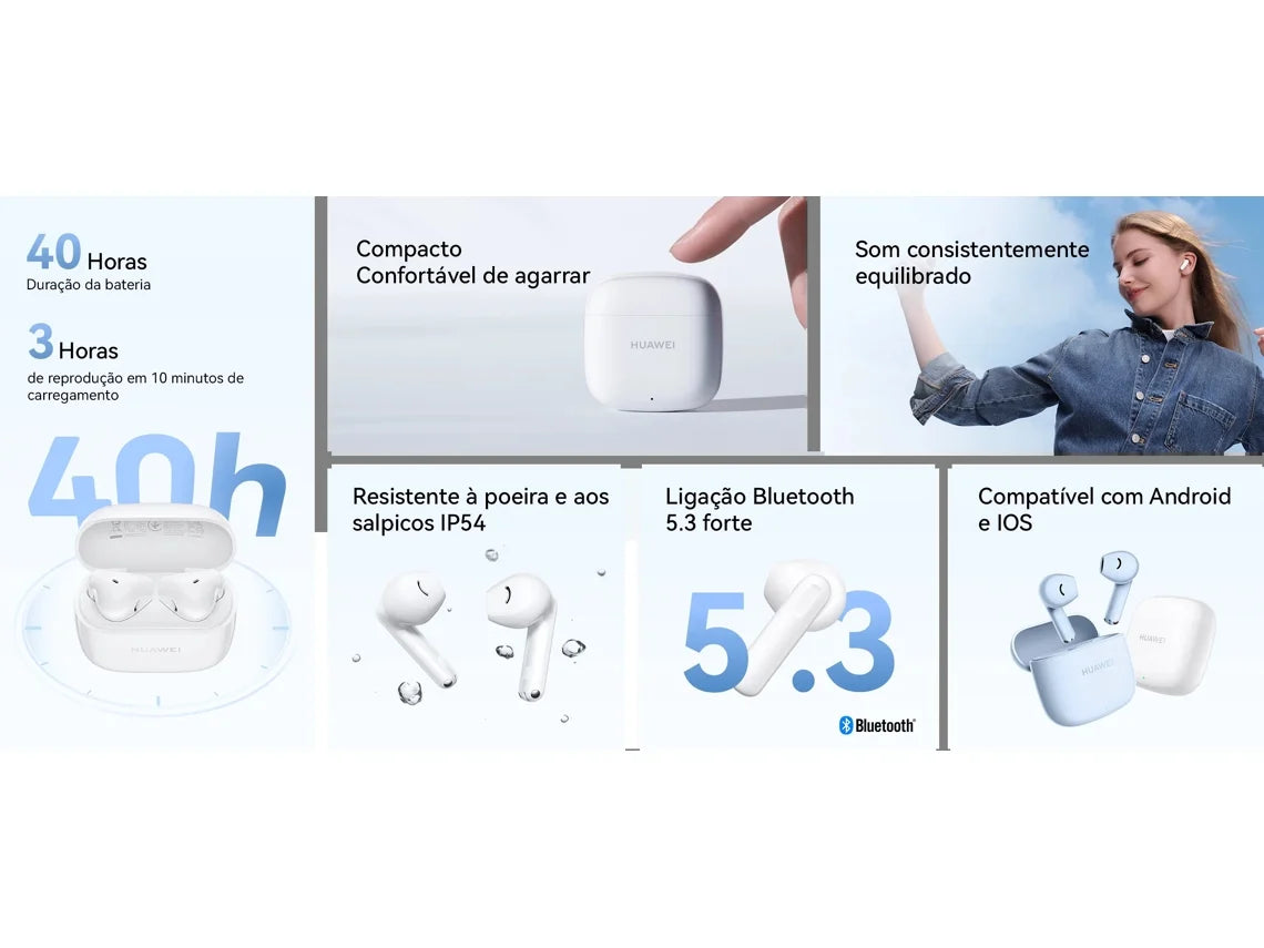 Auriculares Bluetooth True Wireless HUAWEI FreeBuds SE 2 (In Ear - Microfone -Branco)