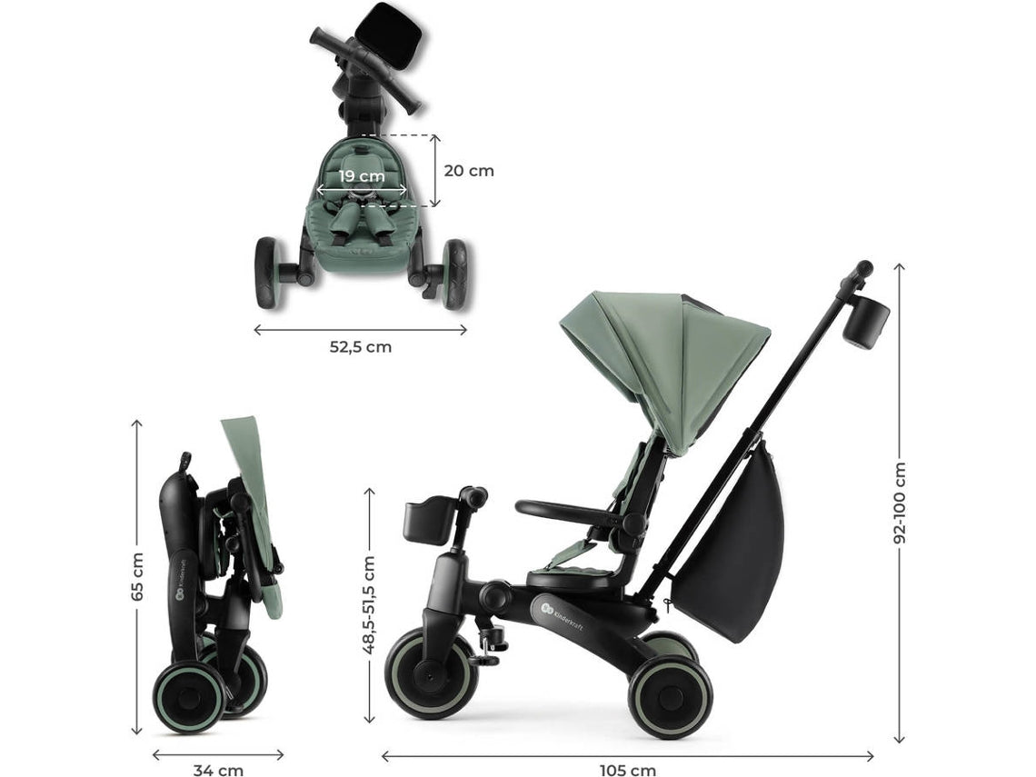 Triciclo 5 em 1 KINDERKRAFT Jazz 2 (Verde)