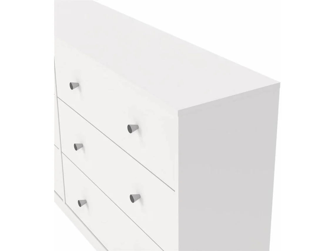 Cómoda com 6 Gavetas TVILUM Aveiro Branco (143.1 x 30.1 x 68.3 cm)