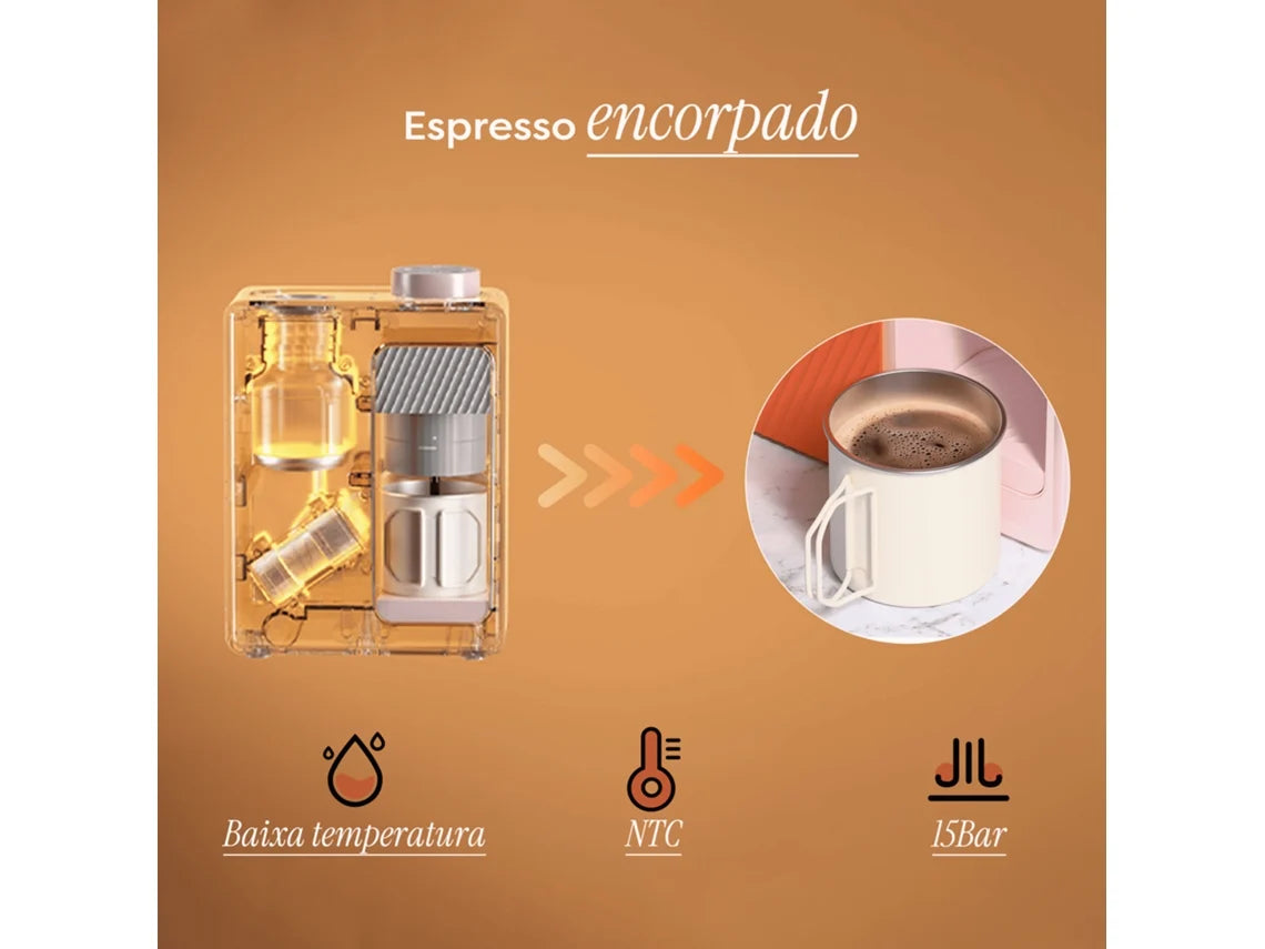 Máquina De Café Manual Portátil Café Dois Modos De Uso Awpcm551 P Ciarra (15 Bar Café Moído Rosa)