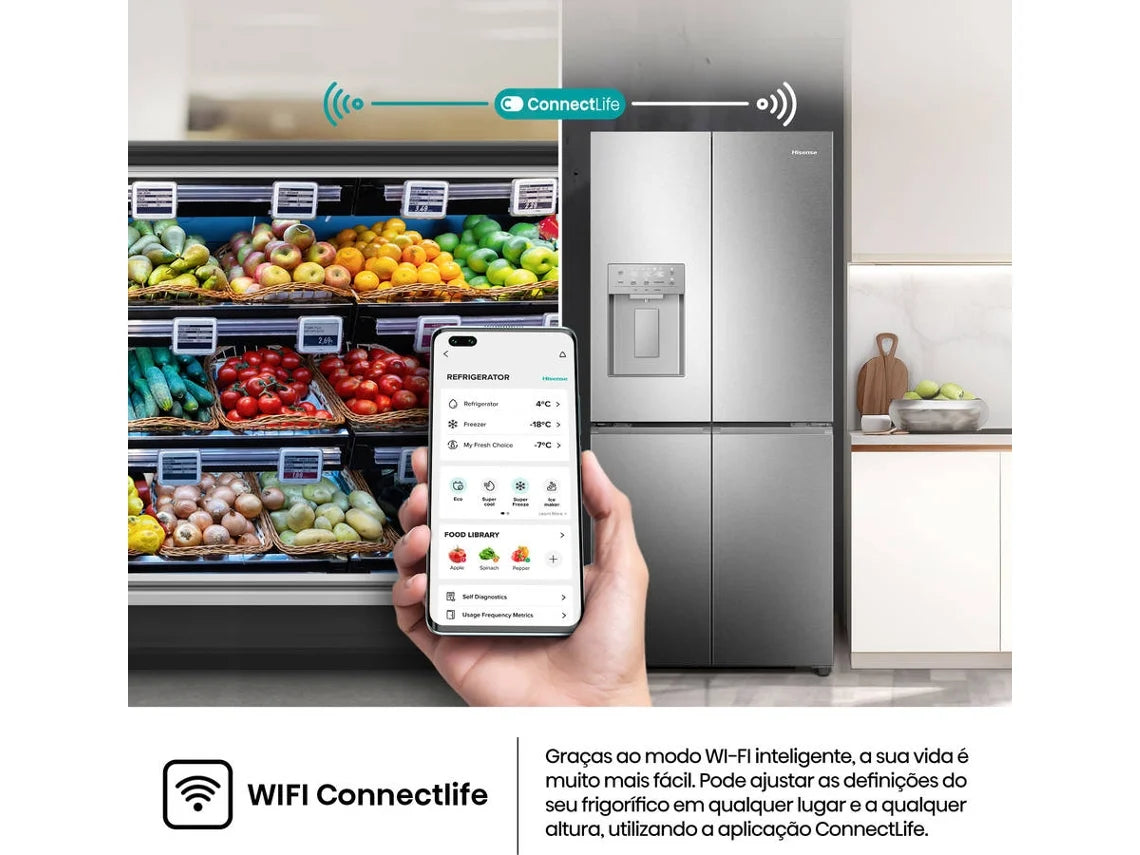 Frigorífico Americano HISENSE RQ5P470SYID D (No Frost - 178.5 cm - 483 L - Inox)