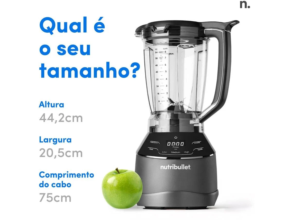 Liquidificador Full Size NUTRIBULLET Triple Prep System NBF580B (1.8 L - 1500 W - Inox)