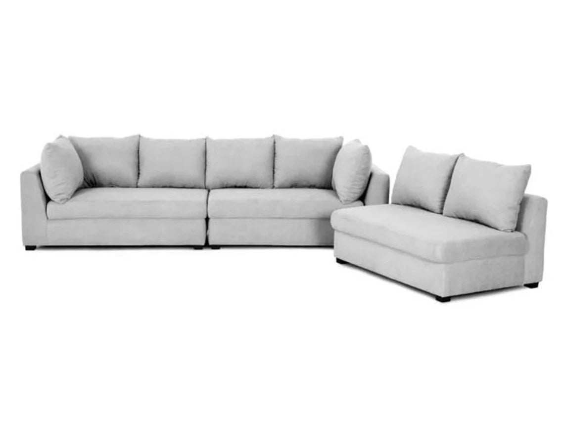 Sofá Modular BUDWING Gael Cinza Claro 4 Lugares (304 x 141 x 82 cm)