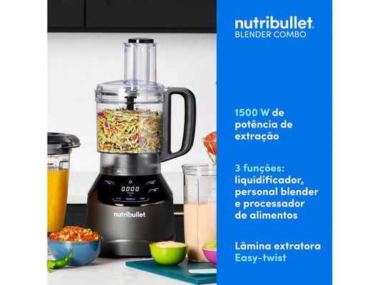 Liquidificador Full Size NUTRIBULLET Triple Prep System NBF580B (1.8 L - 1500 W - Inox)