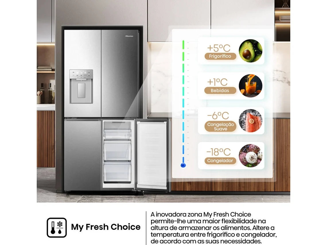 Frigorífico Americano HISENSE RQ5P470SYID D (No Frost - 178.5 cm - 483 L - Inox)