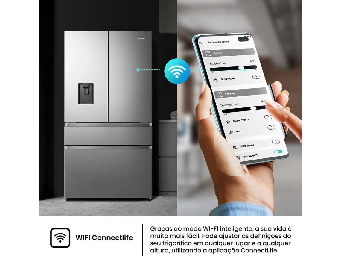Frigorífico Americano HISENSE RF749N4SWSE (No Frost - 178.5 cm - 579 L - Inox)
