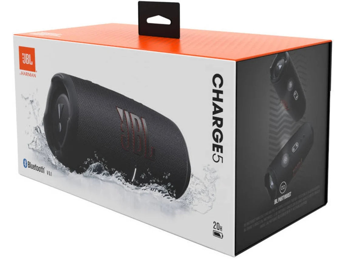 Coluna Bluetooth JBL Charge 5 (40 W - Preto)