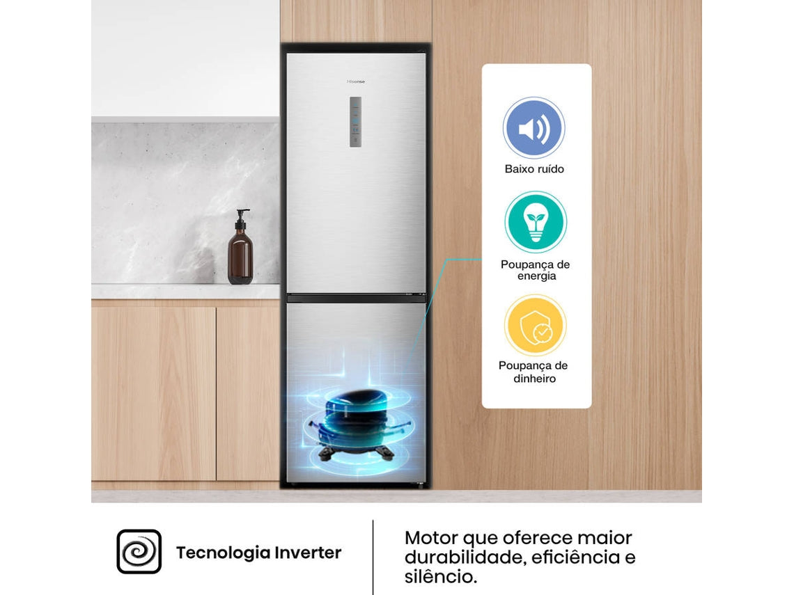 Frigorífico Combinado HISENSE RB390N4BCC (No Frost - 186 cm - 304 L - Inox)